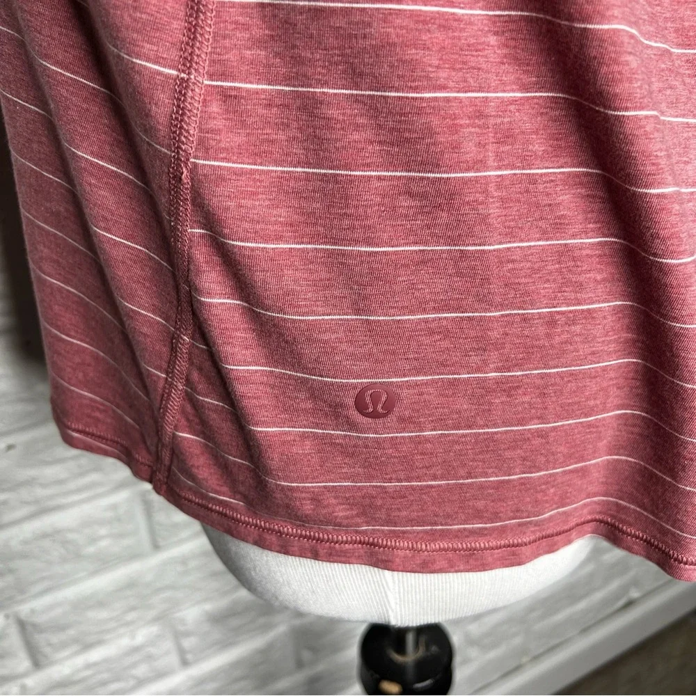 LULULEMON All Tied Up Athletic Tank Top Mauve Pink & White Stripe Size 2